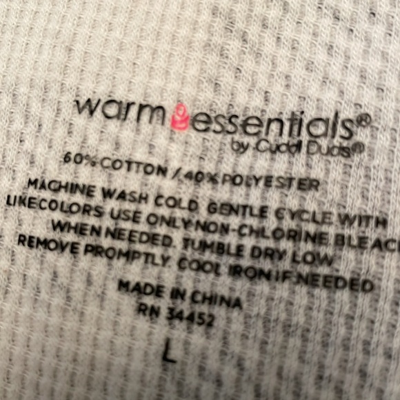 Cuddl Duds Warm Essentials Plaid Checkered Henley Thermal Top Gray White Large - Picture 6 of 9